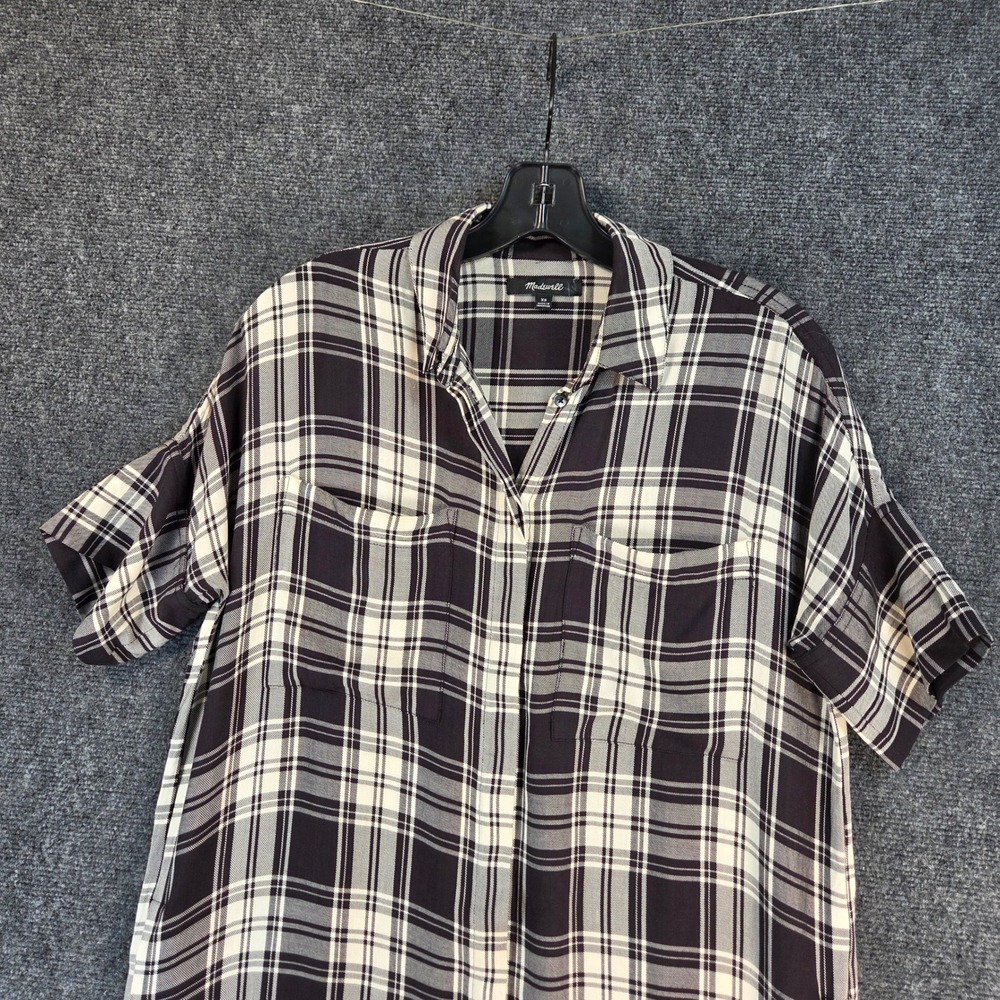 Madewell Plaid Shirt Dress Women's XS Relaxed Fit Casual Summer Mini Pockets - Picture 4 of 13
